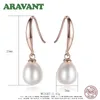 Cuccialo auricolare 925 Orecchini a goccia in oro rosa in argento sterling per donne gioielli da sposa in acqua dolce perle viola rosa bianco 230307