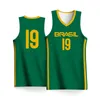 Camisas de camisetas ao ar livre camisas de basquete para homens nação completa nação brasil brasil letra de uniformes impressos nomes personalizáveis ​​Número do rastreio unisex 230307