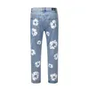 Jeans pour hommes Pantalon complet à fleurs surdimensionné Streetwear droit décontracté pour hommes et femmes pantalons en Denim