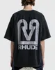 2023 T-shirt à la mode pour hommes et femmes Br Rhude s Night Cat imprimé High Street manches courtes col rond ample Couple Tdds