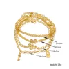 Anklets 4 Pcs/Set Fashion Gold Crystal Butterfly Snake Pendant Set Sweet Key Lock Foot Chain For Women Beach Jewelry