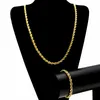 Kettingen Pure Gold Color Lange Kettingen voor mannen Vrouwen 3/4/5mm Twisted Chain Link Necklace Collier Choker Wedding Bridal Sieraden 20-30 inchch