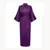 Kadın pijama katı uzatma kimono uzun robi saten giyinme ipek ipek düğün gelini nedime kadın bornoz nightwown bir beden