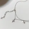 PANJBJ 925 Sterling Zilver Flash Diamanten Ketting Dames Eenvoudig en Veelzijdig Sleutelbeenketting Modefeest GiftPANJBJ