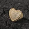 With Side Stones Hip Hop New Mens Big Heart Fl Zircon Men Ring Famous Brand Iced Out Micro Pave Cz Rings Punk Rap Jewelry Siz Dhgarden Dhefs