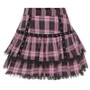 Gonne Lolita Torta Mini Gonne Gotico Giapponese Harajuku Ragazze Viola Rosa Gonna a pieghe scozzese Punk Dolce Pizzo Kawaii Costume Cosplay 230308