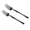 Dinnerware Sets 4Pcs Luxury Retro Black Cutlery Dinner Set 18/10 Stainless Steel Silverware Knife Fork Tablespoon Western Plate