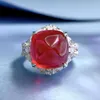 Кластерные кольца 12 мм Ruby Diamond Ring Real 925 Серебряное обручальное кольцо для женщин для женщин обручальные ювелирные изделия