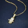 Pendant Necklaces Luxury Female Small Hand Necklace Yellow Gold Color Chain Charm Zircon Wedding For Women