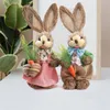 Decoratieve objecten Figurines 2pcs 23 35cm Strowanje Pasen Decor Simulatie Leuk konijn ornament Home Window Decoratie Rekwisieten Kinderen cadeau 230307