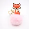 New Fur Ball Keychain Charme Tecla anel de couro fofo Keyring Animal PLUSH POMPOM POMPOM FAUX RABBIT BOLE BOLH