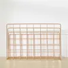 Storage Holders Racks Rose Gold Book Stand Office Table Metal spaper Shelf Rack Bookstore Magazine Organizer Holder Wrought Iron Bookend 230307