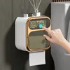Toalettpappershållare Lätt lyxig badrumsvävnadslåda väggmonterad vattentät icke -ständig rullhylla 230308