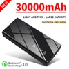30000mAh portátil Charging Fast Power Bank Triple USB Display Bateria externa com lanterna para iPhone Xiaomi Android
