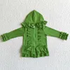 Jackets Wholesale Outerwear Baby Girl Colorful Coat Ruffle Long Sleeve Hoodie Cotton Zipper Sweatshirt Children Clothes Infant Clothing