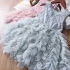 Девушка платья для девочек принцесса платье пушистые торты с разбивами платья детские рождественские костюмы свадебная платья по случаю дня рождения детская одежда R230816