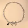 Цепочки ожерелья паука женщины красные хрустальные ожерелья женщина мода подвесная леди -ювелирные украшения серебряный цвет модный металл