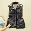 Kvinnors västar 2023 Vinterkvinnor långa ner Vest Warm Solid Gilet Autumn Female Waistcoat ärmlös tjock vindtät avslappnad utkläder