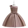 Mädchenkleider Prinzessin Kleid Kinder elegante Applikationen Blumen Party Satin braune Abendkleider mit