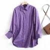 Women's Blouses Maxdutti Long SLeeve Blouse Loose Casual Vintage Shirt Women Indie Folk Purple Color Fashion Tops