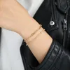 Charm Bracelets 2023 간단한 기질 레이디 종이 클립 구리 체인 수제 이중층 팔찌 트렌드 올해 매치 도매