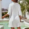 Sıradan Elbise Çöp Femme Elbise Kadınlar İçin Artı Boyutu Mayo Örtüsleri Yaz Plajı Bikini Up Gömlek Cepleri Ropa Mujer