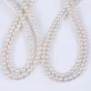 Chains Wholesale Natural White 6-6.5/6-7mm Round Freshwater Pearl Strands For Jewelty Making