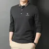 Polos masculinos Hazzys Roupas de golfe masculino Primavera/outono Men de meia-idade de manga longa Camise