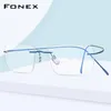 Monturas de gafas de sol FONEX B Montura de gafas Hombres Mujeres Sin montura Receta Gafas cuadradas Miopía Óptica Gafas coreanas F85634 230307