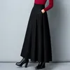 Röcke Winter Frauen Lange Woolen Rock Mode Hohe Taille Grundlegende Wolle Weibliche Casual Dicke Warme Elastische A-Line Maxi E976