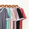 Casual Dresses MRMT 2023 Brand Summer Women's T Shirt Dress Leisure V-collar Splice Loose And Thin T-shirt For Female Medium Long Tshirt