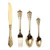 Dinnerware Sets Household Gold Cutlery Set Stainless Steel Embossed Retro Luxury Art Couverts De Table Kitchen Gadget KC50TZ