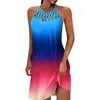 Casual Dresses Women's Off Shoulder Cutout Print ärmlös Sexig klänning Mini A Line Loose Beach Långärm för kvinnor