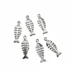 Charms JunKang 2 Color Retro Style Fish Bone Pendant DIY Handmade Necklace Bracelet Connection Piece Wholesale Jewelry