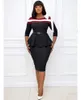 Etniska kläder 3XL Plus Size African Dress for Women Spring Autumn Casual Slim Midi Dresses Elegant Sexy Office Africa
