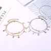 Bracelets de cheville double couche pour femmes, bijoux de plage, pendentif étoile, breloques en or, étiquette, talons Boho, cadeau