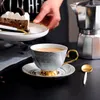 Cups Saucers Marble Tea Coffee 250ml Cappuccino Porcelain Latte For Espresso Serving Container