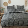 Ensembles de literie Simple Wave Stripes Gris Ensembles de literie Lit Queen Size King Size Housse de couette 2-3 Pcs Set Twin Housse de couette Taies d'oreiller 230308