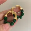 Bengelen oorbellen fflacell 2023 vintage hoogwaardige metalen groene turquoise bal voor dames Koreaanse mode feest sieraden