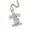 Bijoux Hip Hop glacé DEATHROW, pendentif en or rempli de Zircon CZ, collier scintillant avec chaîne rappeur DJ, accessoires cadeau