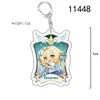 Keychains Anime Genshin Impact KeyChain Zhongli Tartaglia Hutao Men bil för kvinnor akrylnyckelknappar gåvor väsktillbehör