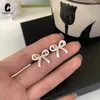 Stud Earrings Korean Fashion Jewelry Exquisite Rhinestone Enamel Double Bowknot Elegant All-match Female Clip Earring