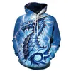 3D -tröja digital tryckning Personlighet Wolf Head Pullover Hoodie Sweater