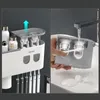 Tandborstehållare Magnetiska adsorption Inverterad hållare Dubbel Automatisk tandkräm Squeezer Dispenser Lagring Rack Bad Tillbehör GGHR 230308