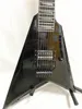 Custom 7 String Dovetail Fork Black Electric Guitar Double Rocker Bridge