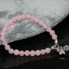 Chegada de fita 6mm rosa natural jades de pedra calcedonia bracelets de cristal de grãos redondos jóias femininas 7.5 polegadas B1941