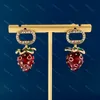 Strawberry Earrings Studs Diamond Hoops Women Drip Oil Earring G Luxury Designer Jewelry Charm dinglar Earings Elegant Ladies Wedding Accessories