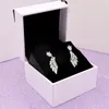 CZ Diamond Sparkling Wings Stud Earring para Pandora Auténtica plata esterlina Wedding Party Jewelry para mujer Novia Regalo Pendientes colgantes con caja original