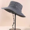 Wide Brim Hats Summer Men Bucket Hat Fashion Foldable Windproof Cord Panama Hat UV Protection Worksite Hats Sun Hat Fishing Hat Mesh Breathable R230308