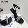 top Butterfly-knot String Bead Women Sandals Sexy Transparent Thin Heels Summer Pumps Buckles Party Dress shoes 230306